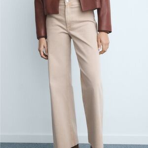 Mango Beige Women's Flare Jeans